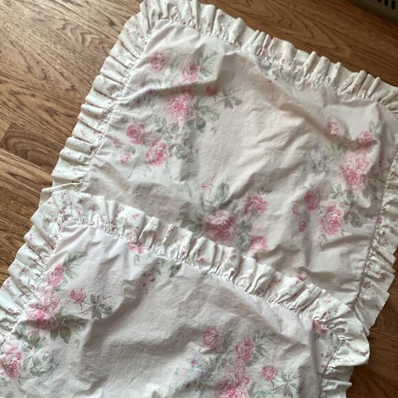 2 Simply Shabby Chic Misty Rose Pink Pillow Cases Shams Ruffle Trim Cottagecore - Picture 2 of 6